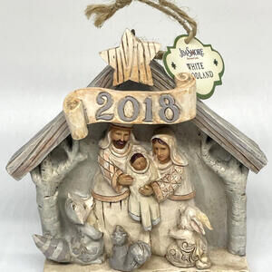 Jim Shore White Woodland Nativity Christmas Ornament 2018 Enesco NEW